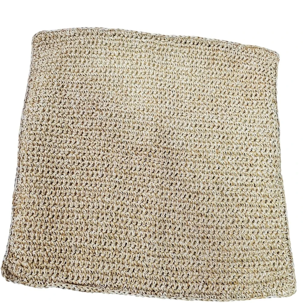 Pottery Barn Pillow Cover   24x24 Tan Excellent Woven Paper Straw Textured